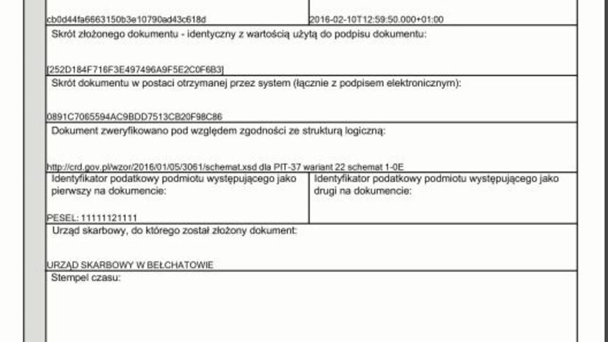 Urzędowe Poświadczenie Odbioru - UPO deklaracji PIT - co...