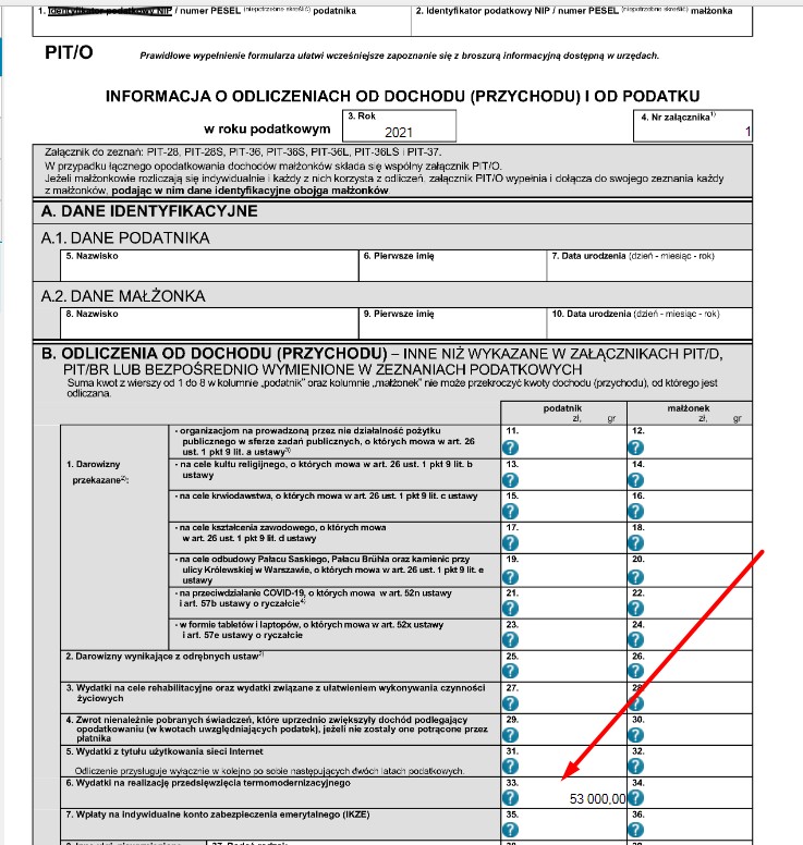 Ulga termomodernizacyjna w PIT-O